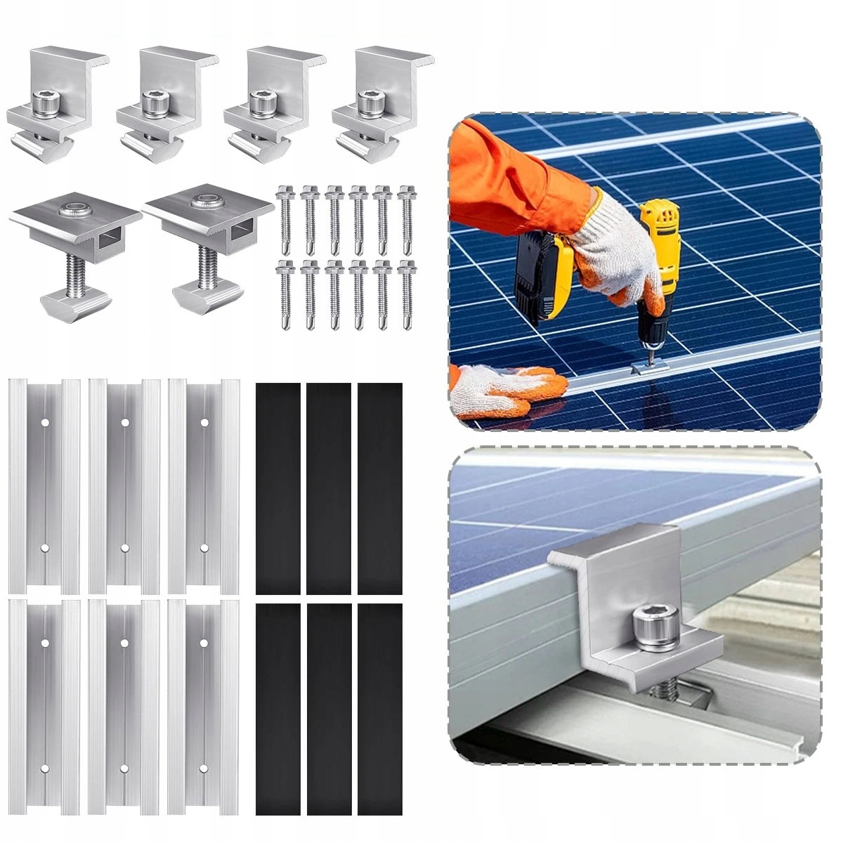 Klema Środkowa Montaż Pv Paneli Fotowoltaicznych Uchwyt Pośredni Solarów