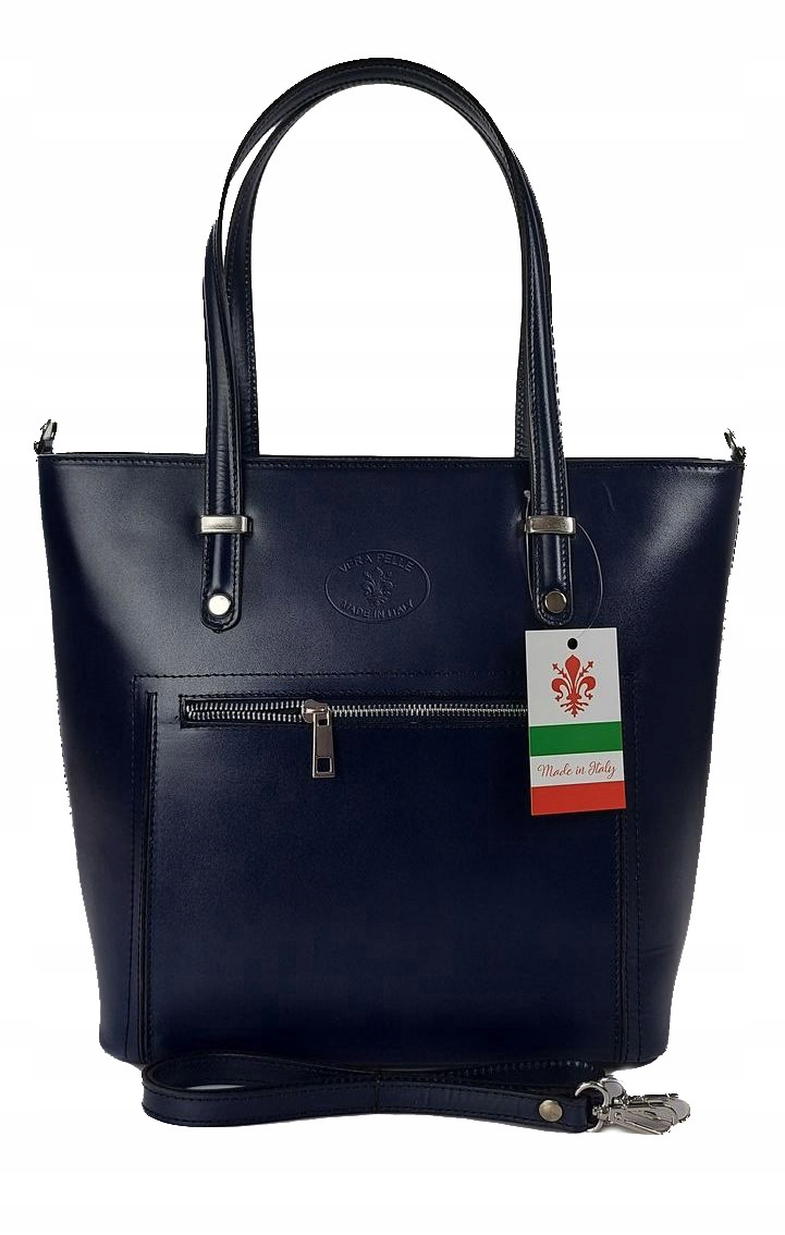 Italská kožená kabelka přes rameno klasika A4 Tmavě modrá