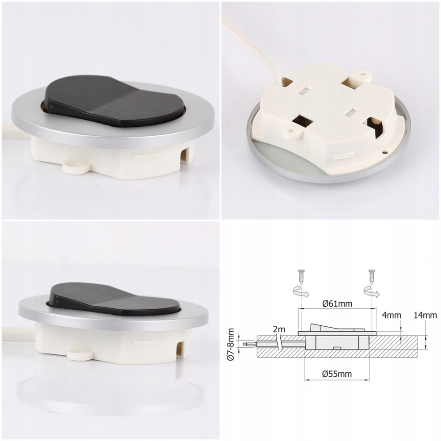 Wyłącznik meblowy wpust WM230 Barwa światła inny