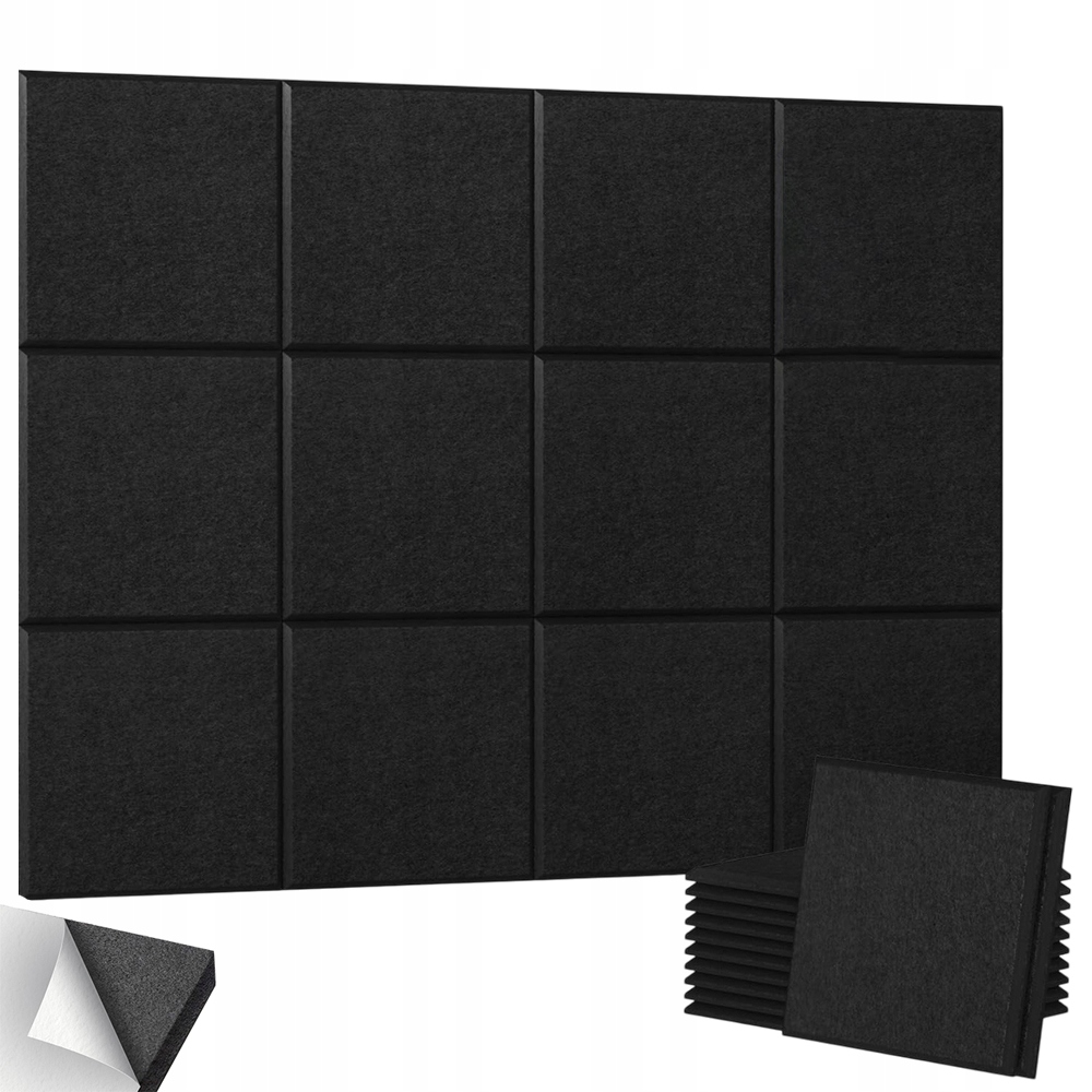 Samolepící Akustické Desky 24 Ks Černé 30X30 CM Č. 095