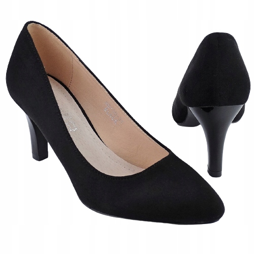 

Buty Szpilki Czółenka Czarne Zamszowe r 36