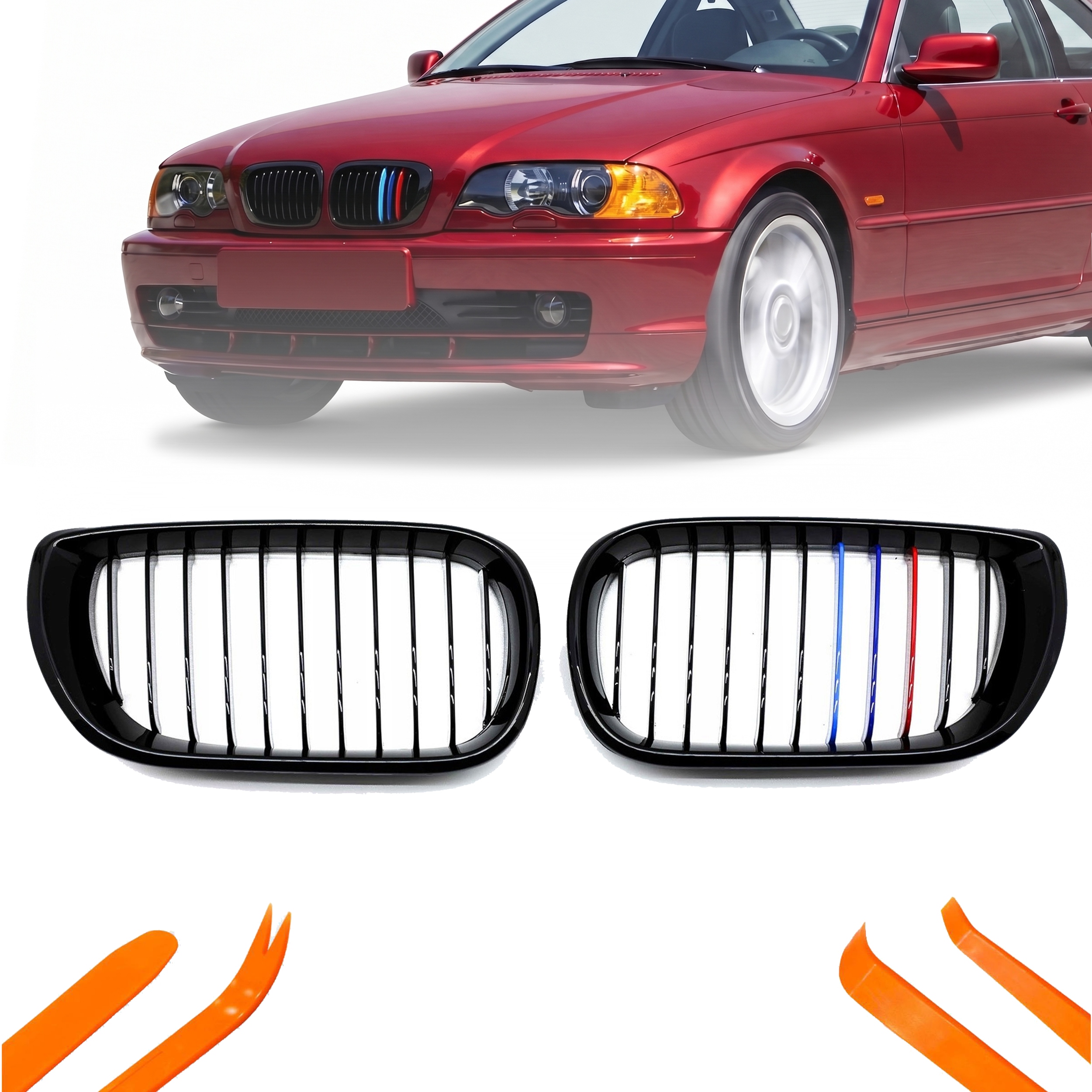 Atrapa Gril Ledviny Bmw 3 E46 03-07 Černý Lesk Barva M Balení 1 Žebro