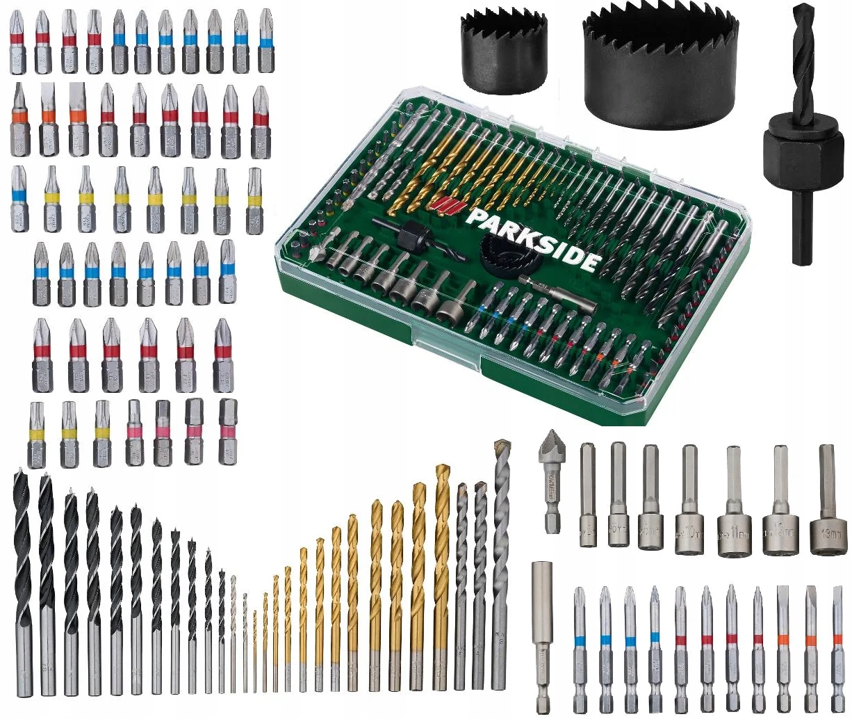Akcesoria do wkrętarki Parkside Zestaw wierteł bitów nasadek 100 elem. bity