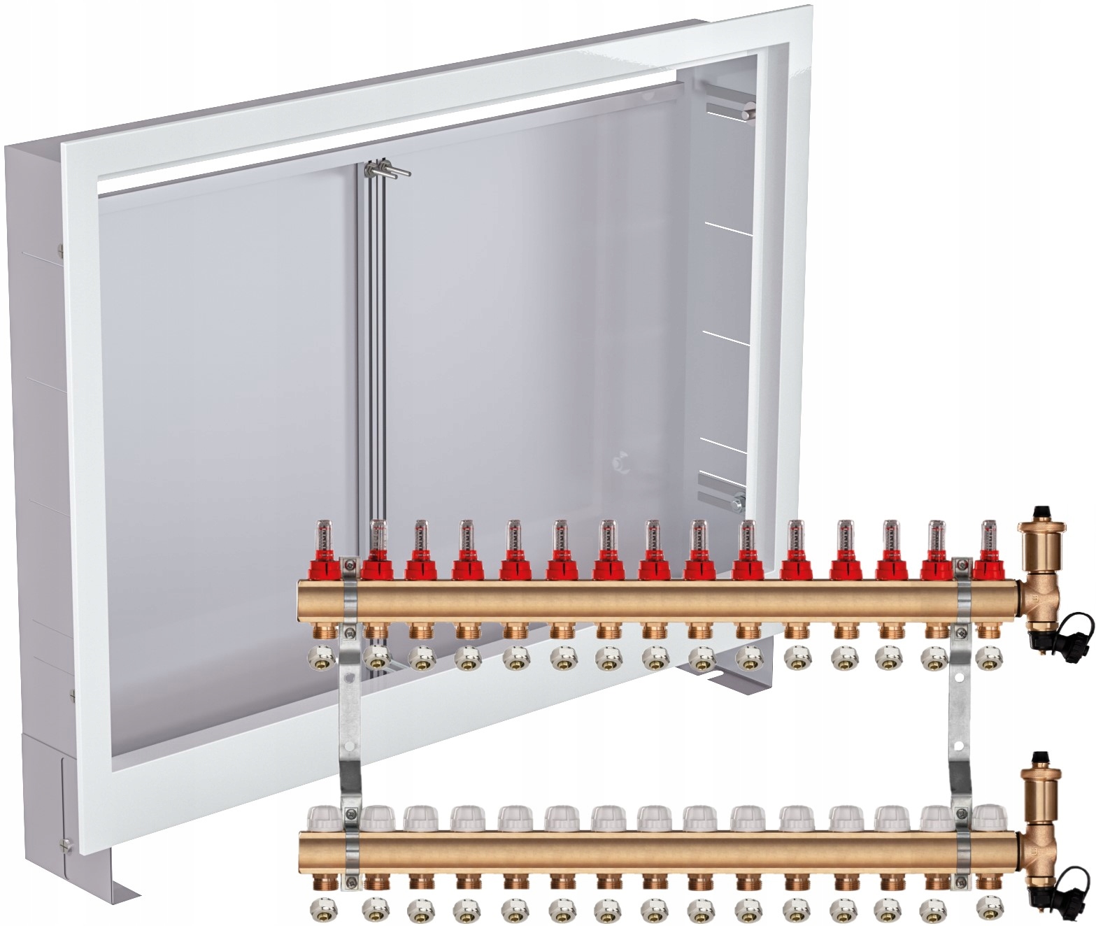 Rozdělovač pro podlahové vytápění 15 Pex Spojky Podomítková Skříňka