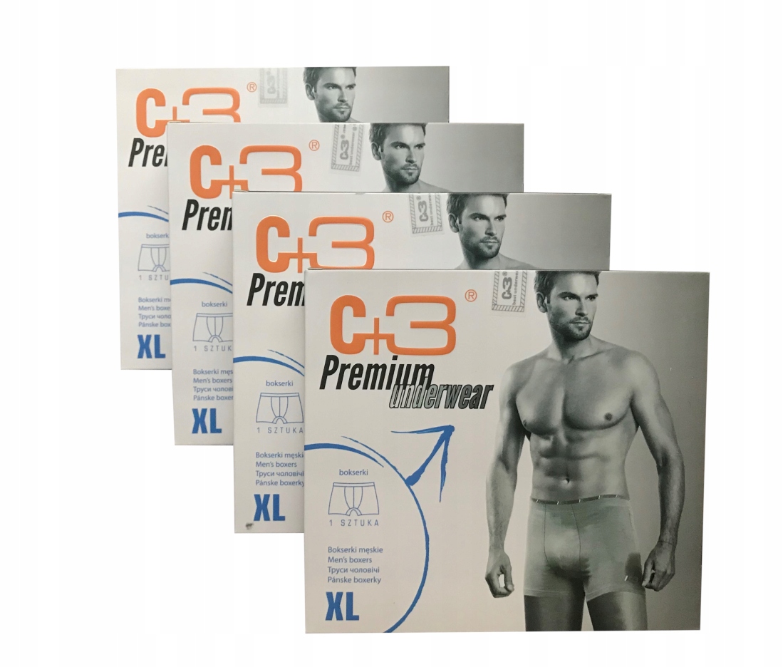

Bokserki Premium C+3 dużo wzorów 4 sztuki r. L