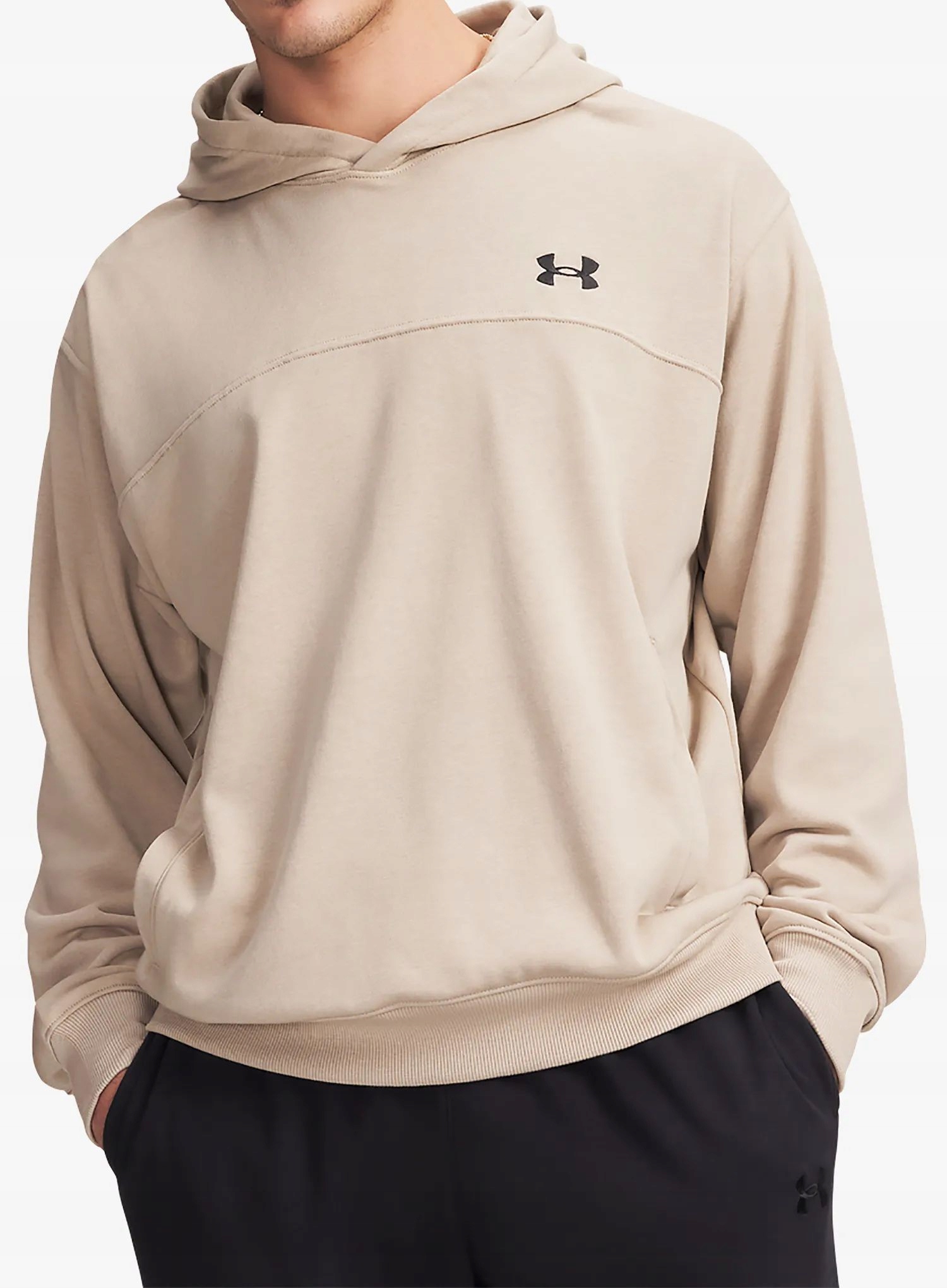 Mikina s kapucí Under Armour Rival Lw Hoodie tmavě khaki/černá L