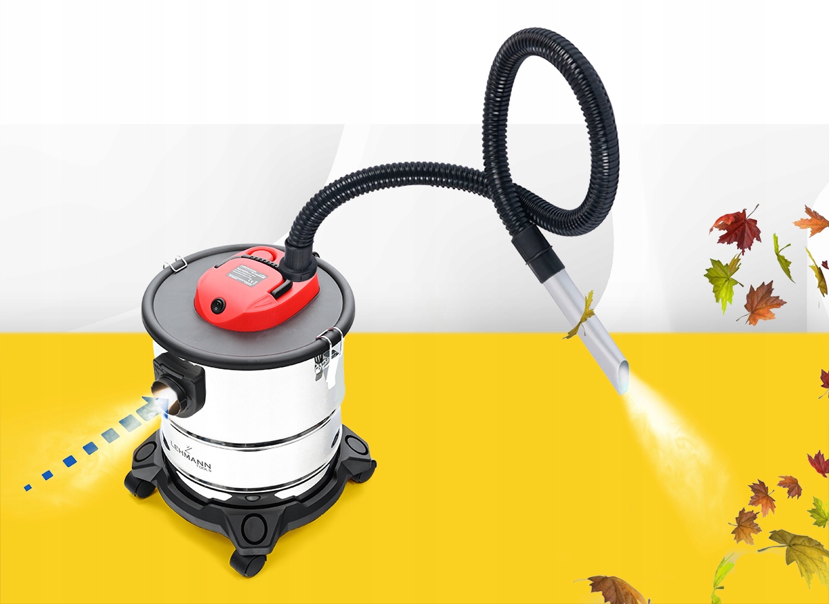 ODKURZACZ PRZEMYSŁOWY do POPIOŁU GRUZU KOMINKA 2000W metalowy zbiornik 20l Waga urządzenia 4.7 kg