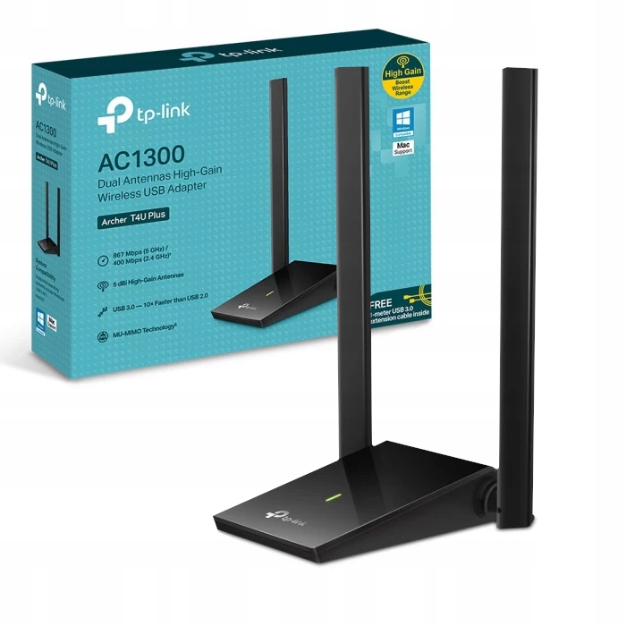 Tp-link Archer T4U Plus Usb WiFi karta s anténou 5 dBi, Dual-Band
