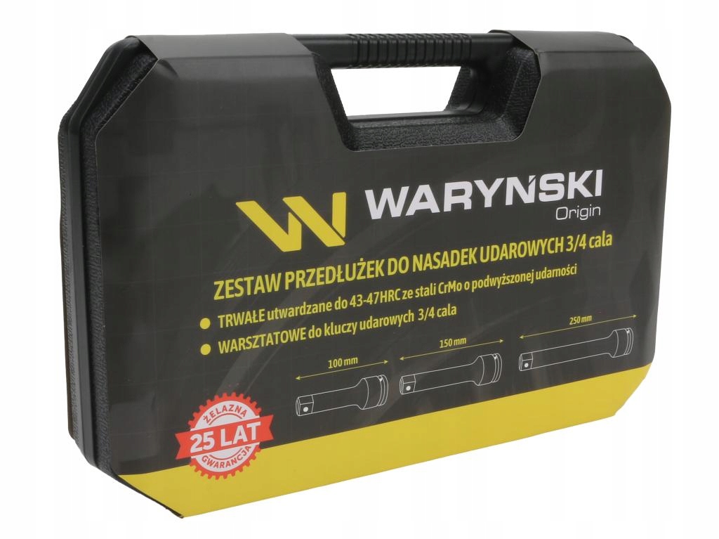 Zestaw przedłużek do nasadek udarowych, 3/4 cala 100,150,250 mm CrMo 3 el.