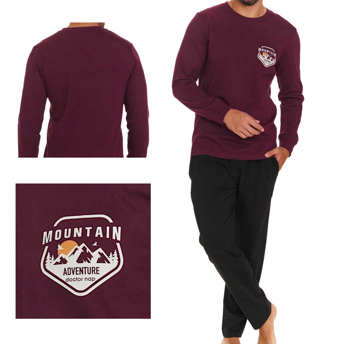 Doctornap Pánské pyžamo Pmb 7139 burgund plus 2XL
