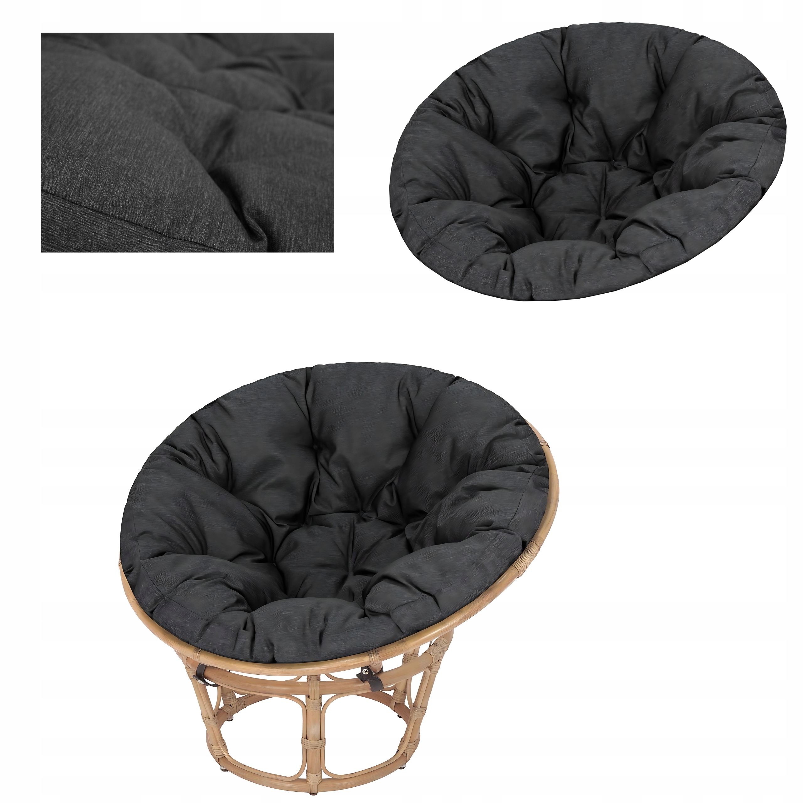 Záhradný vankúš na kreslo Papasan kokon 114 cm okrúhly vankúš hniezdo