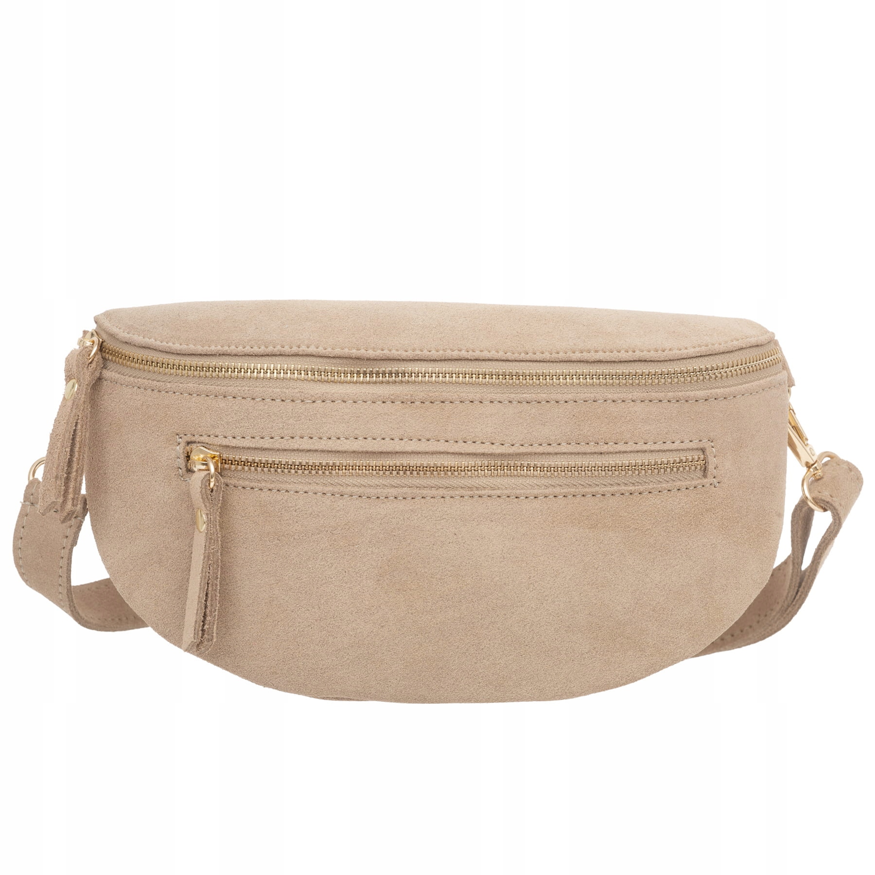 Vera Pelle torebka nerka zamszowa saszetka biodrówka listonoszka Beżowa