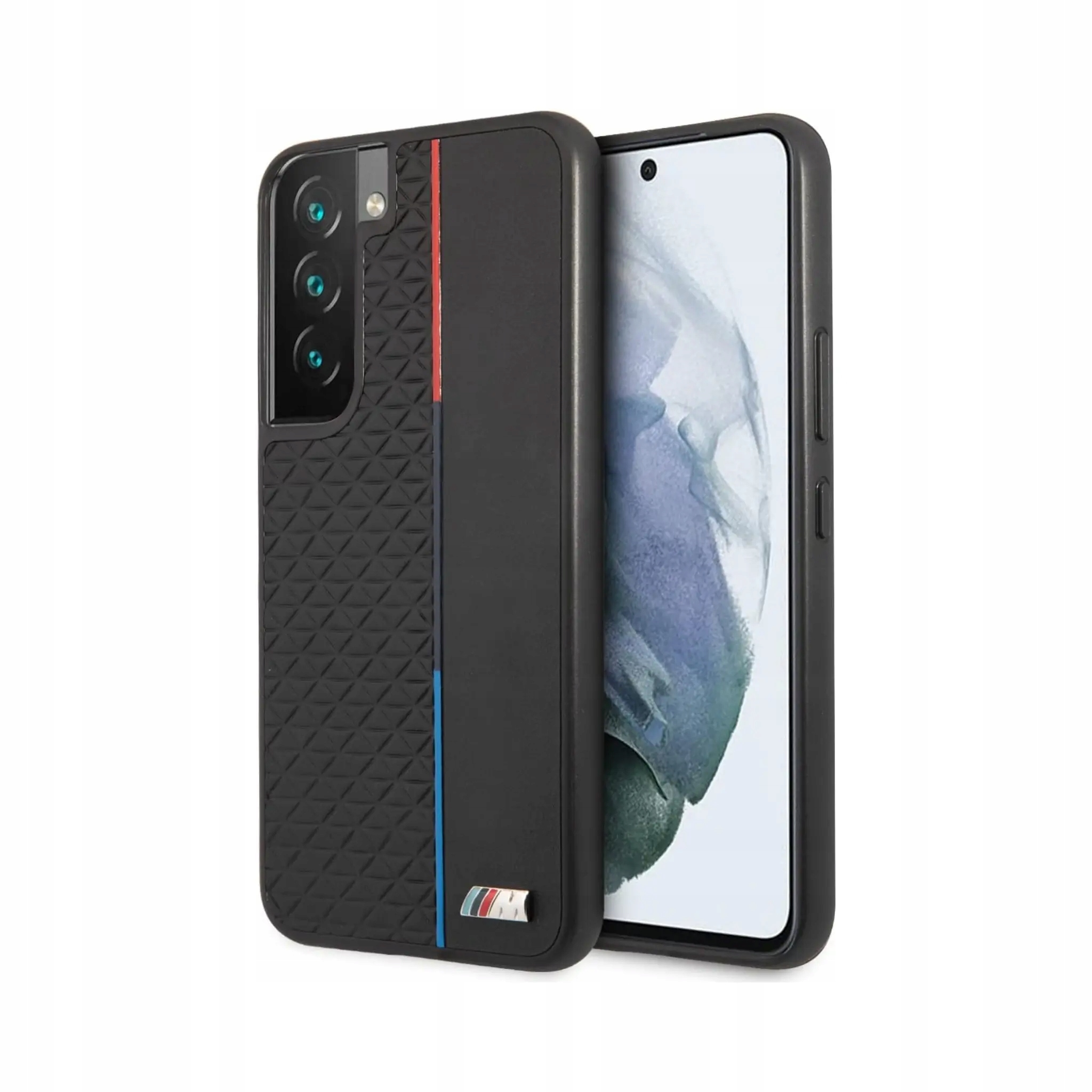 Etui Bmw Galaxy S22+, czarne kolekcja M Trójkąty