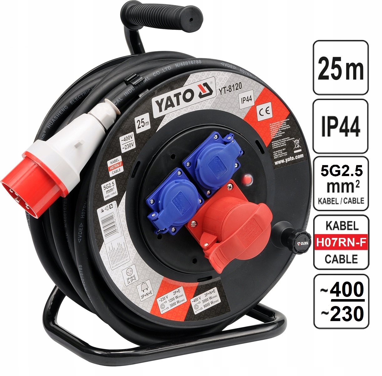 Predlžovací Kábel Bubnový 230/400V 25M Yato YT-8120
