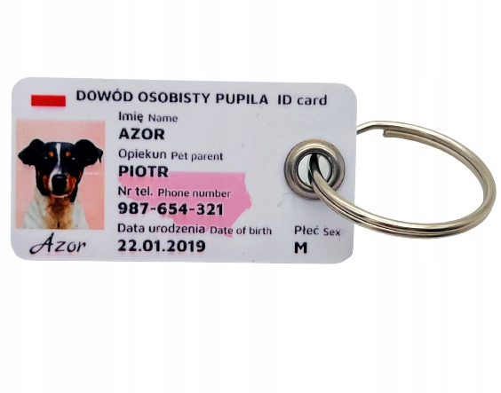 

Dowód osobisty dla Psa Kota Wizytówka Adresówka