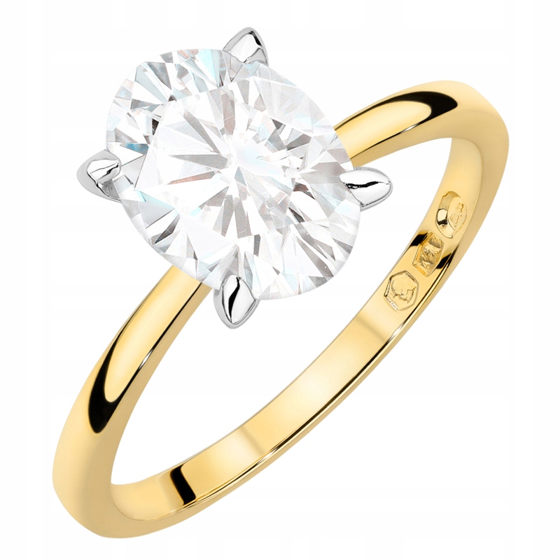 Zlatý Prstýnek pr. 585 s oválným laboratorním diamantem 2,00 ct 14k