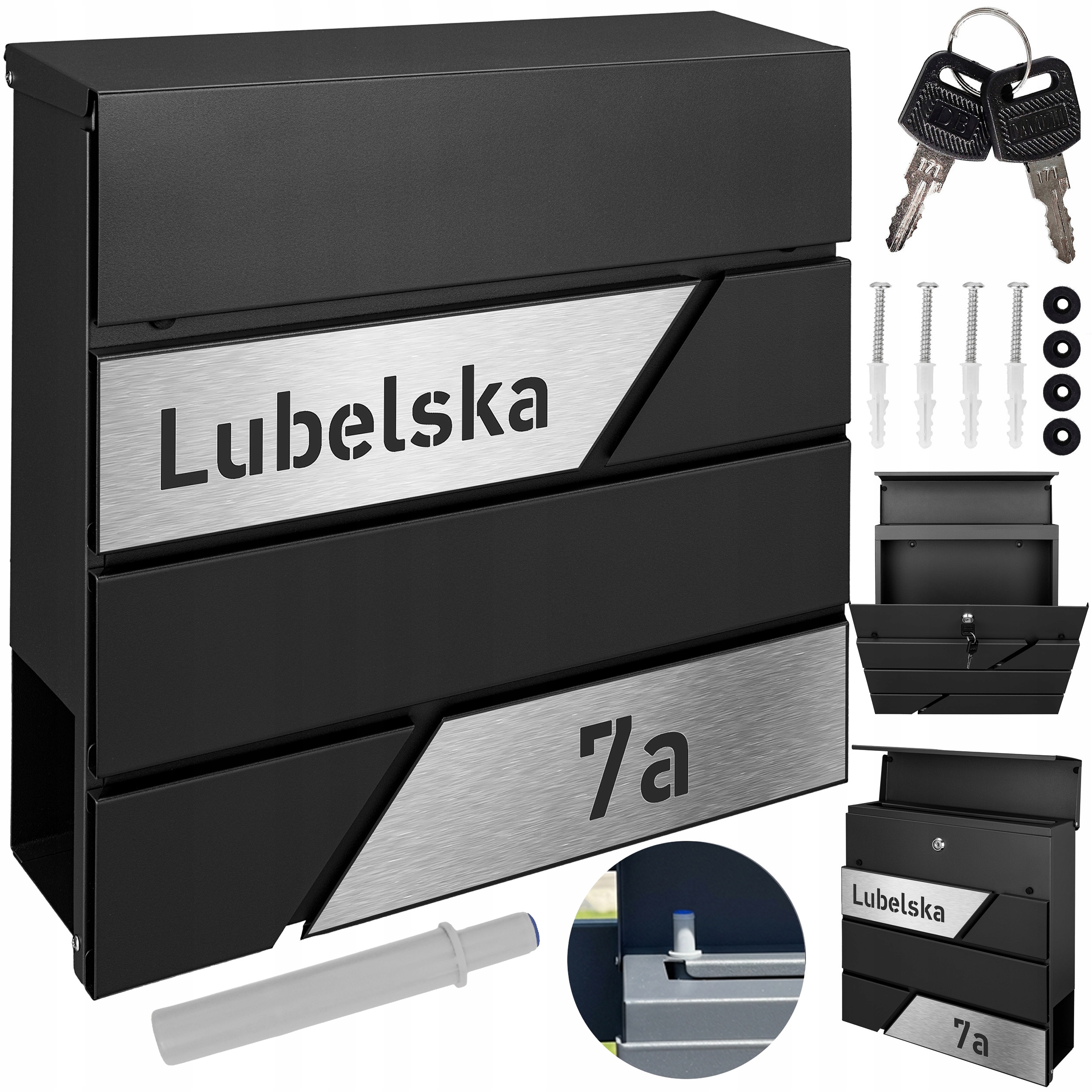 Černá Moderní Poštovní Schránka S Laminátem Gravírování