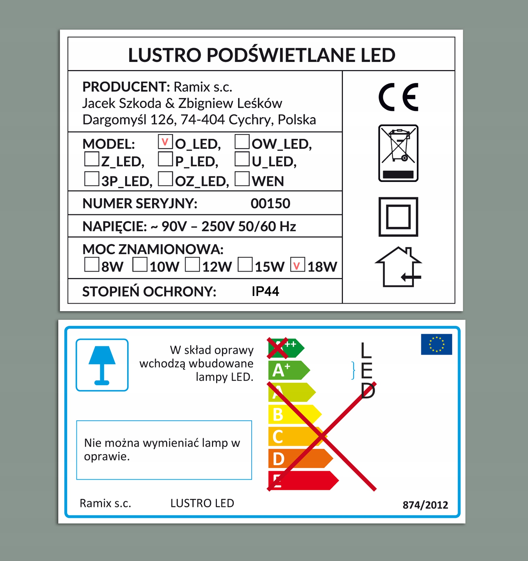 LUSTRO OKRĄGŁE LED ALUMINIOWA RAMA 100 CM CZARNE Marka RAMIX