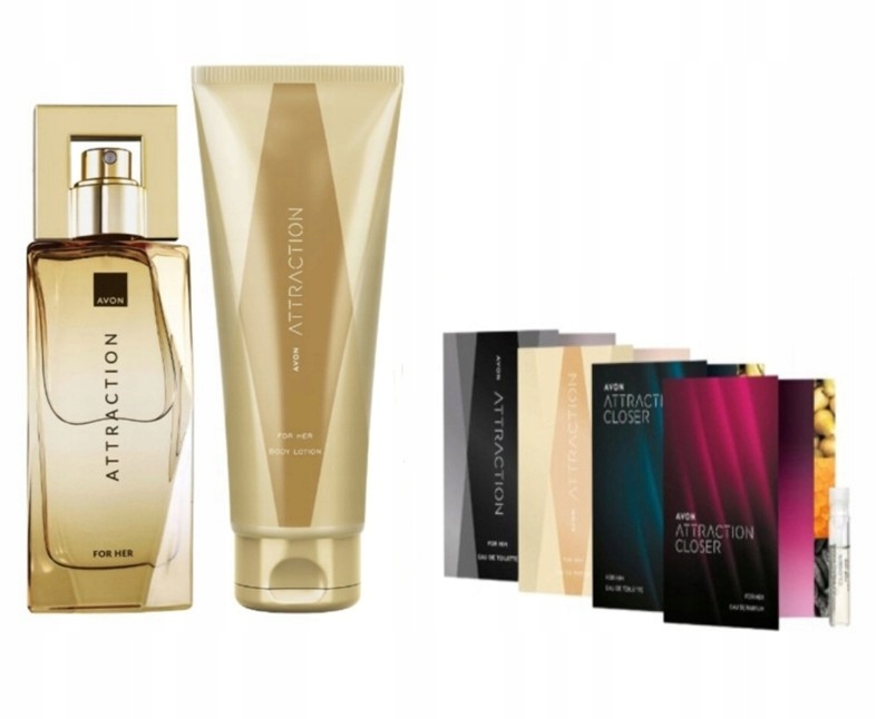 Avon Zestaw Attraction dla niej perfumy 50ml +balsam +zestaw próbek
