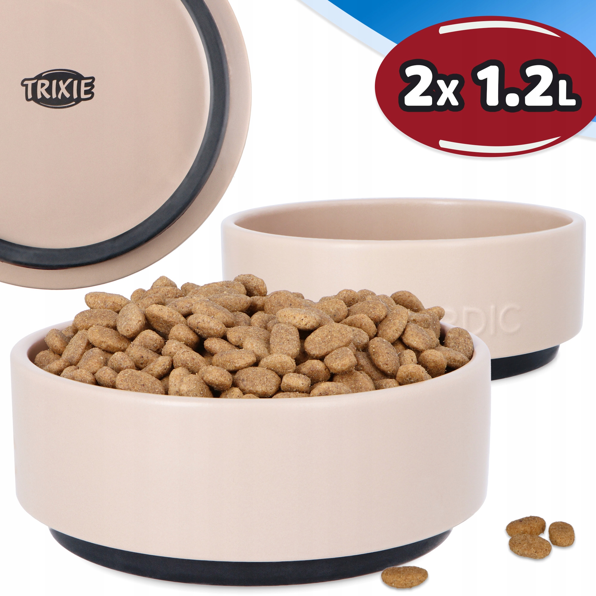 2x Duża Miska Psa 1,2l Ceramiczna Miseczka Stabilna na Wodę Antypoślizgo 8K