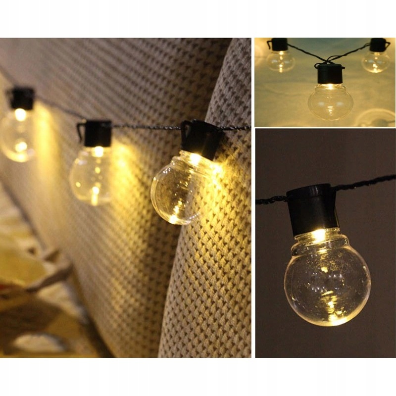 Girlanda SOLARNA LED OGRODOWA 30żarówek LED IP65 Marka SuperLED