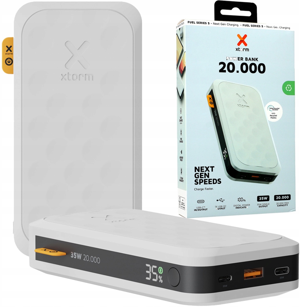 Powerbank Xtorm, 20000mAh, 35W, 1x Usb-a, 2x Usb-c, s Led displejom, Pd