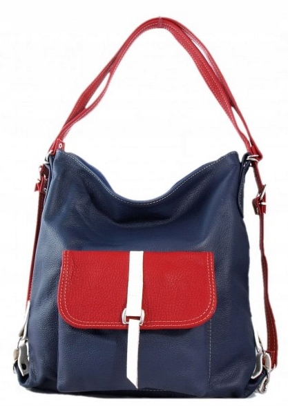 Torebka włoska Wore Plecak Model 2w1 Skóra Naturalna Vera Pelle marynarski