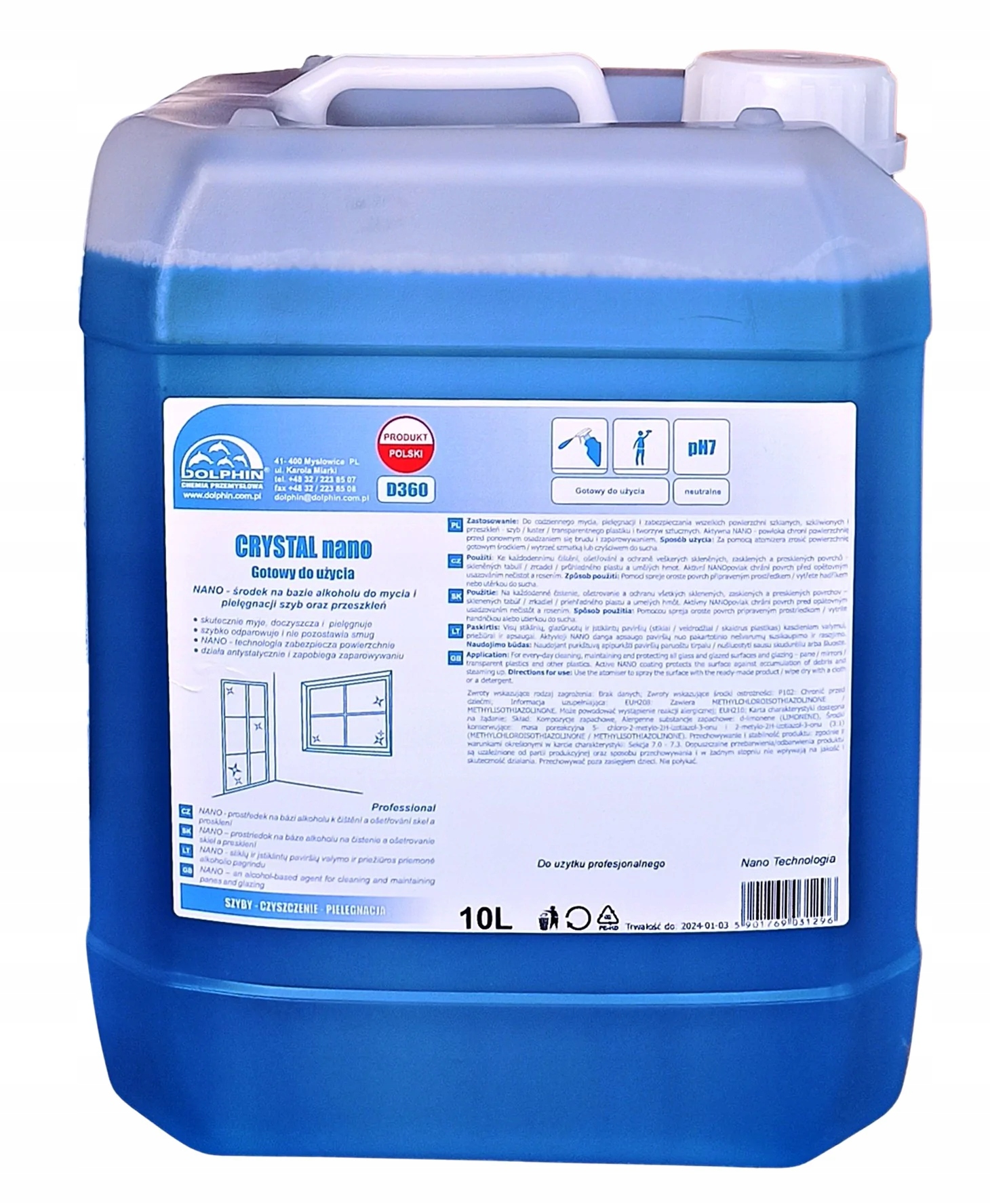 Dolphin Crystal Nano płyn do mycia szyb 10 L