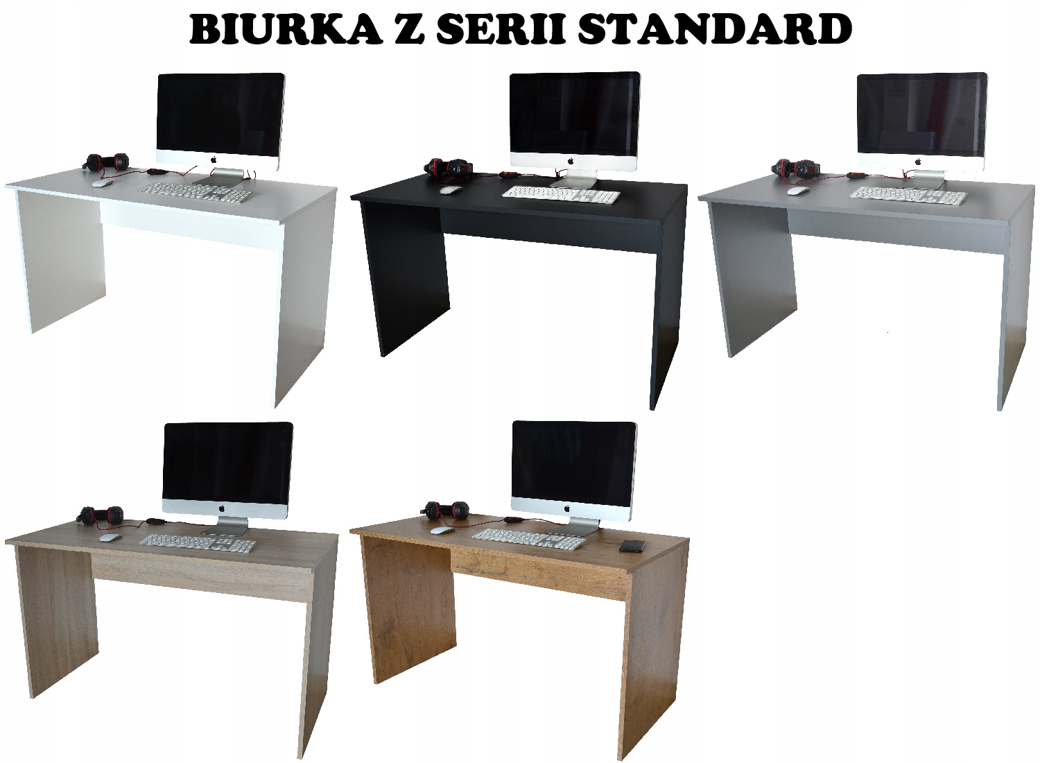 Stolik Biurko Gamingowe dla graczy basic Dąb Sonoma Kształt blatu prostokątny