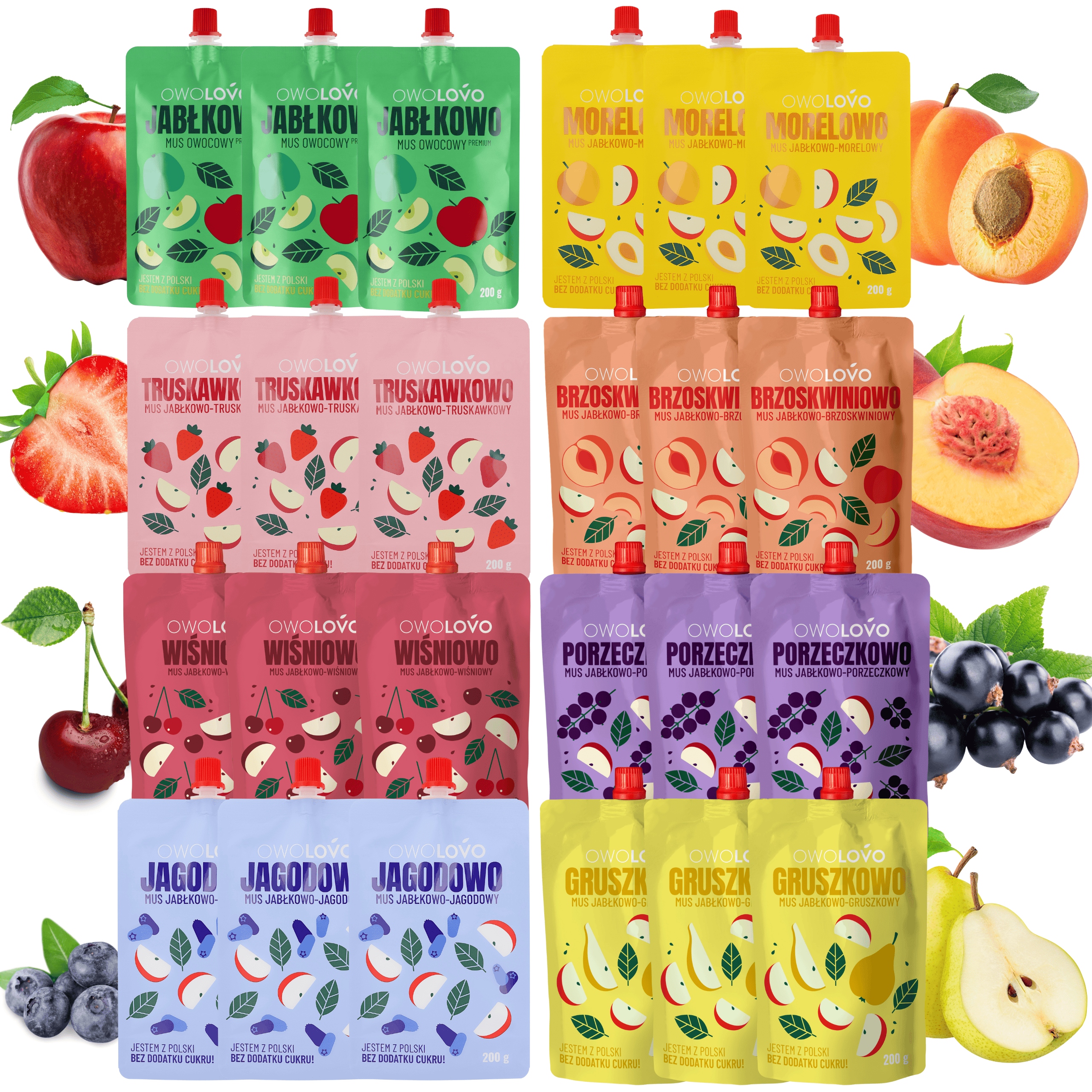 Levně Owolovo Prémiový mix moušek pro děti Mix 8 různých příchutí 24 x 200 g