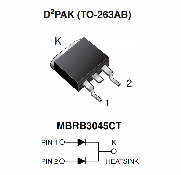 |STcs| MBRB3045CT Dioda Schottky 45V 2x15A Uf=0,6V D2PAK _x10szt