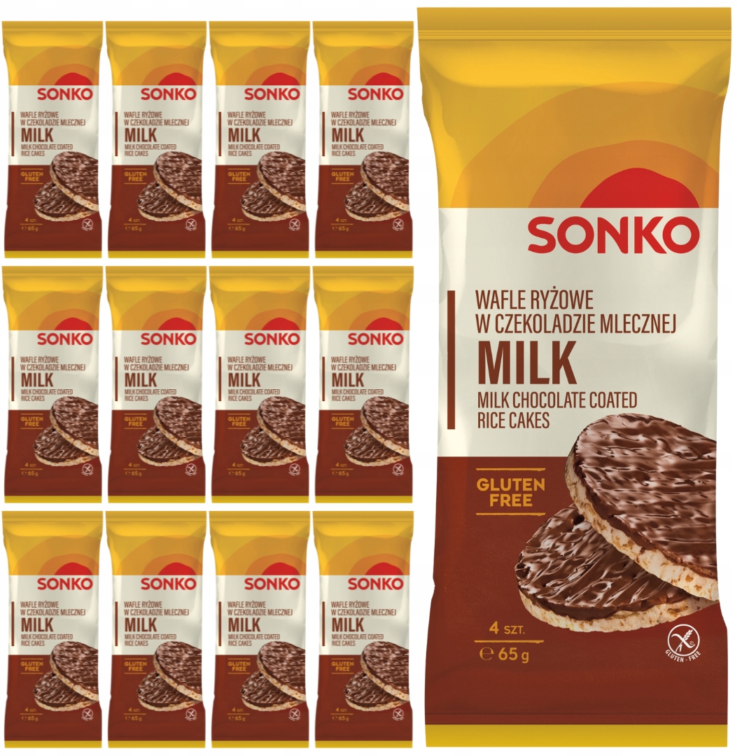 Levně Sonko Rýžové oplatky v mléčné čokoládě 65 g (4 kusy) x 12 kusů