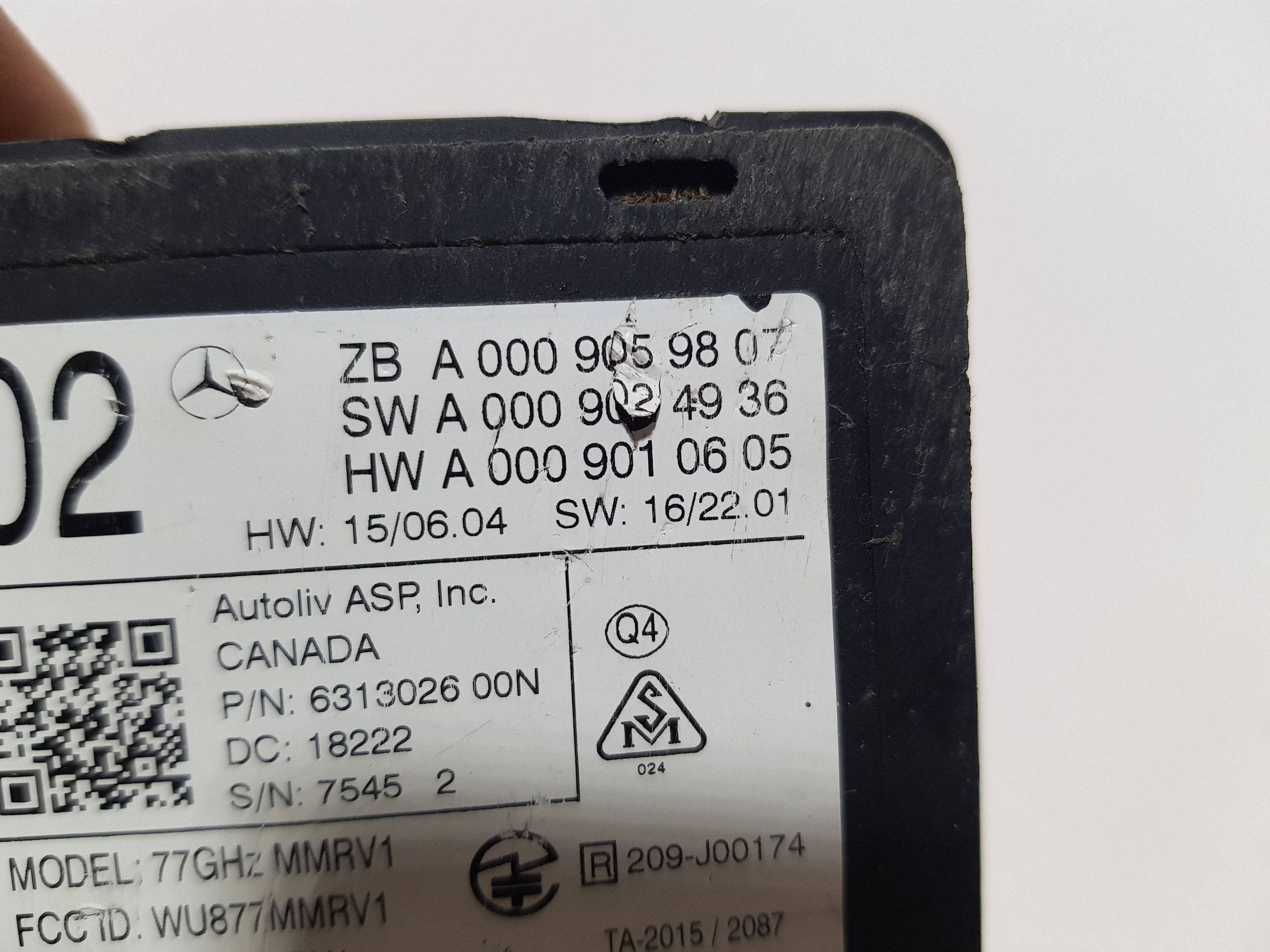 RADAR SENSOR modulo DISTRONIC MERCEDES E KLASA W213 A0009059807