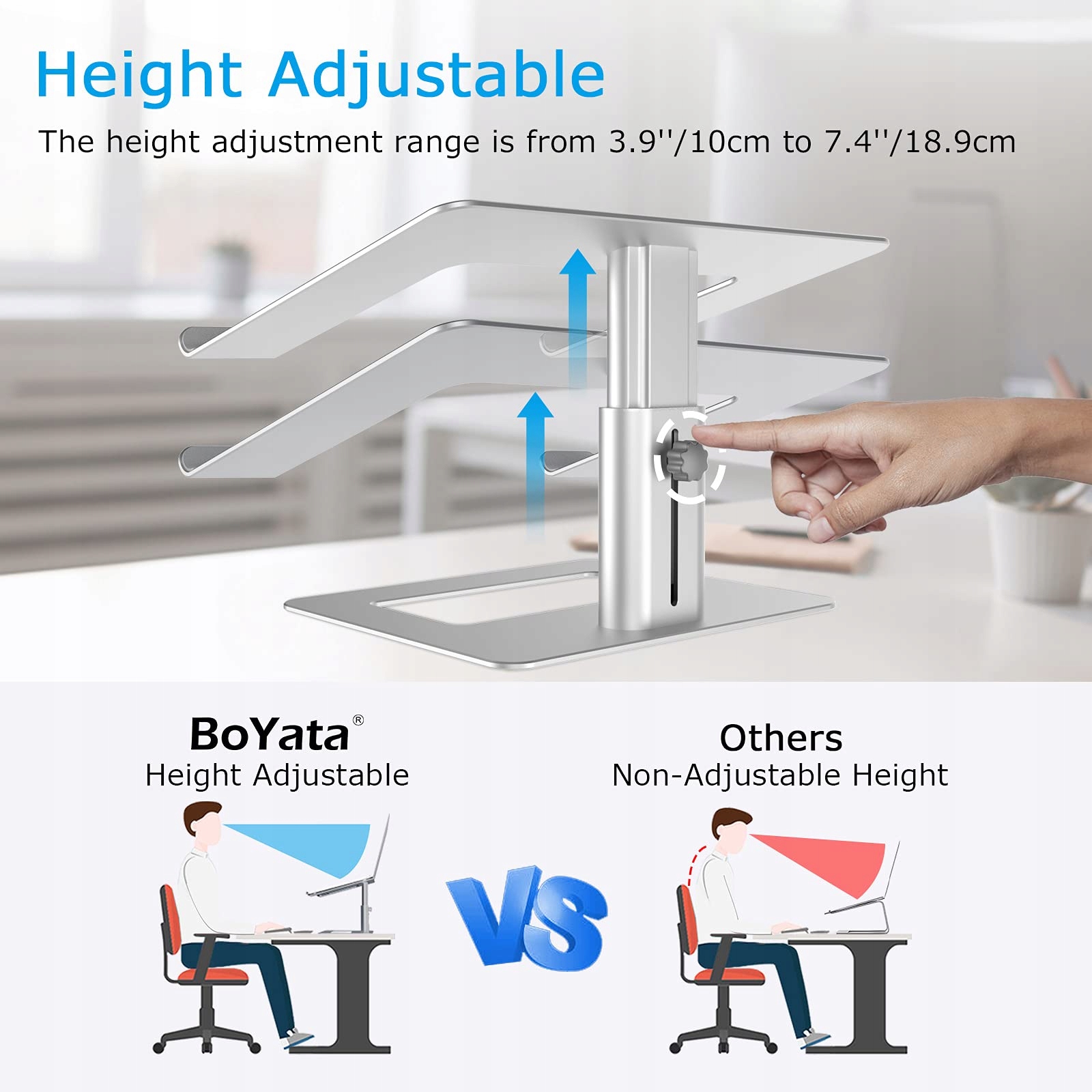 BOYATA REGULOWANY STOJAK NA LAPTOPA ALUMINIOWY DO 10-17 CALOWYCH NOTEBOOKÓW — miniatura 2