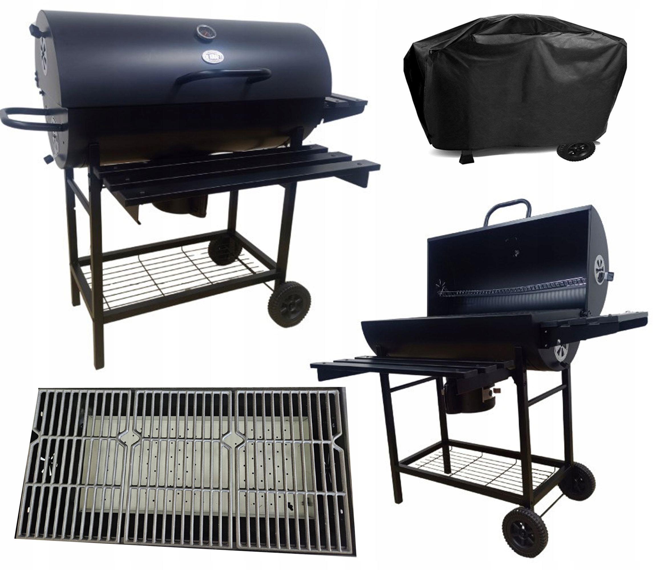 Dekraft Grill Węglowy Beczka Z Rusztem Żeliwnym Palenisko XXL Pokrowiec