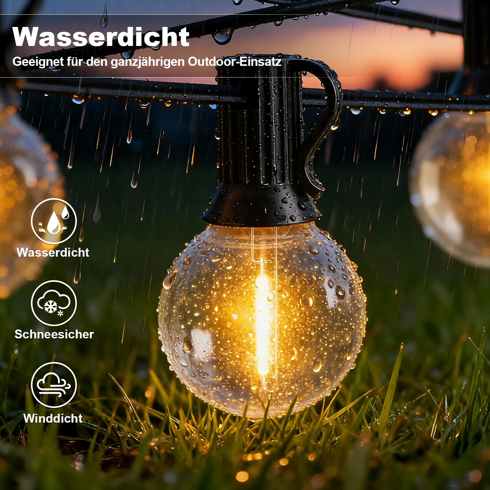 AODLEDY Lampa LED Zewnętrzna 30m Dimmbar Balkon Ogród Wodoodporna — miniatura 2