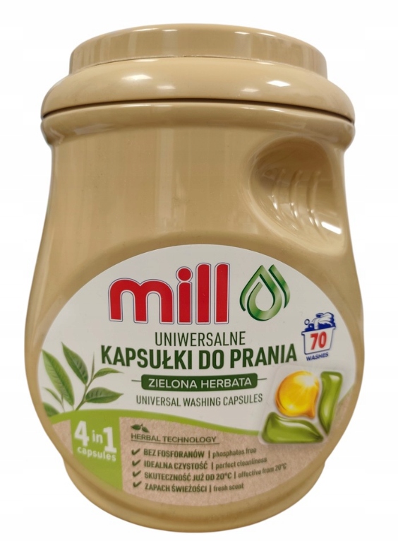 Levně Ecomill univerzální kapsle na praní 2v1 zelený čaj, 70 ks