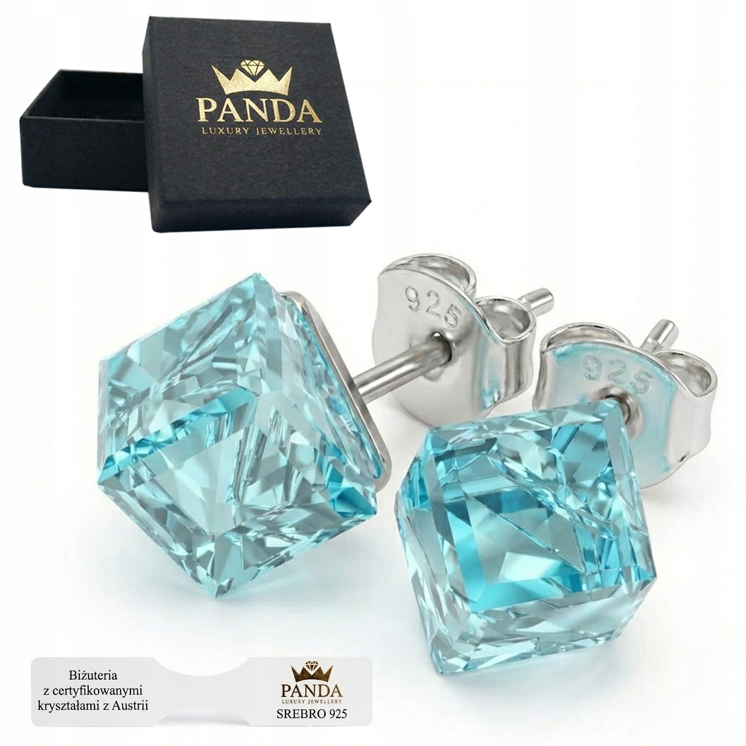 Stříbrné Náušnice Dýky s křišťálem 925 Dárek Den dětí maminky