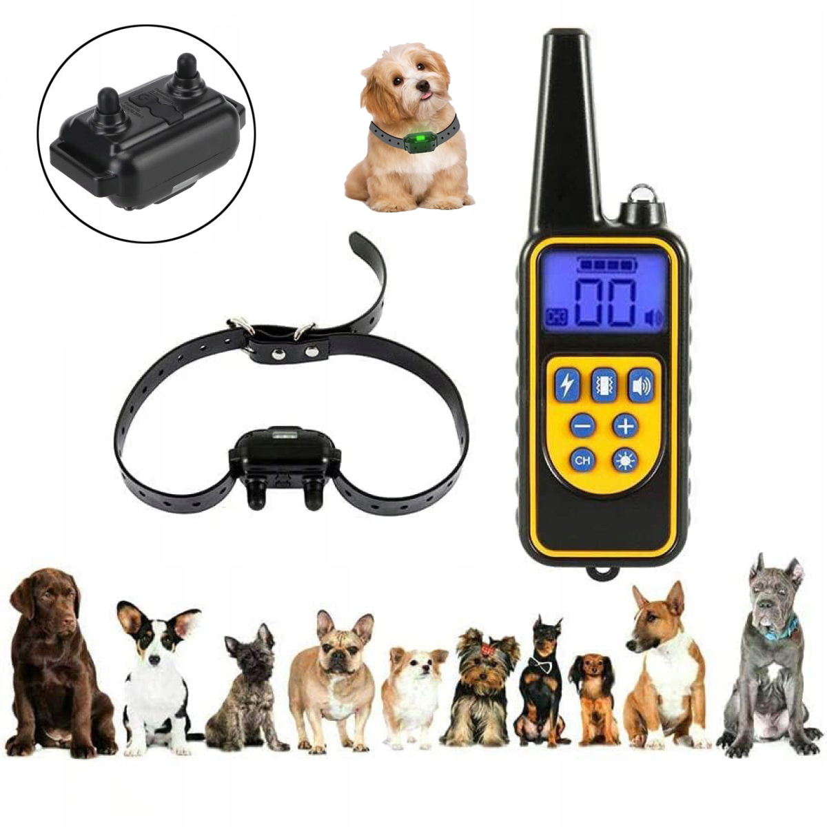 Levně Elektrický Výcvikový Obojek Pro Psa 800 M, Zařízení Pro Výcvik Psů, Dálkové Ovládání