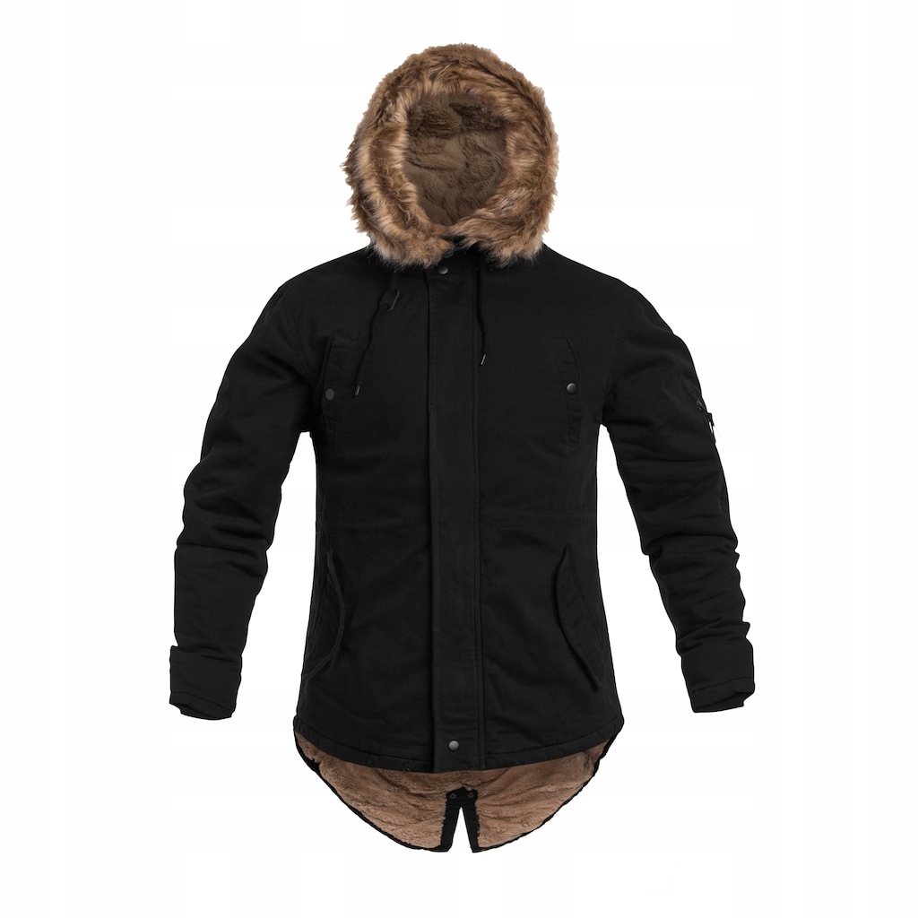 Zimní bunda s kapucí pro muže Military Wear Fish Tail Parka Black L