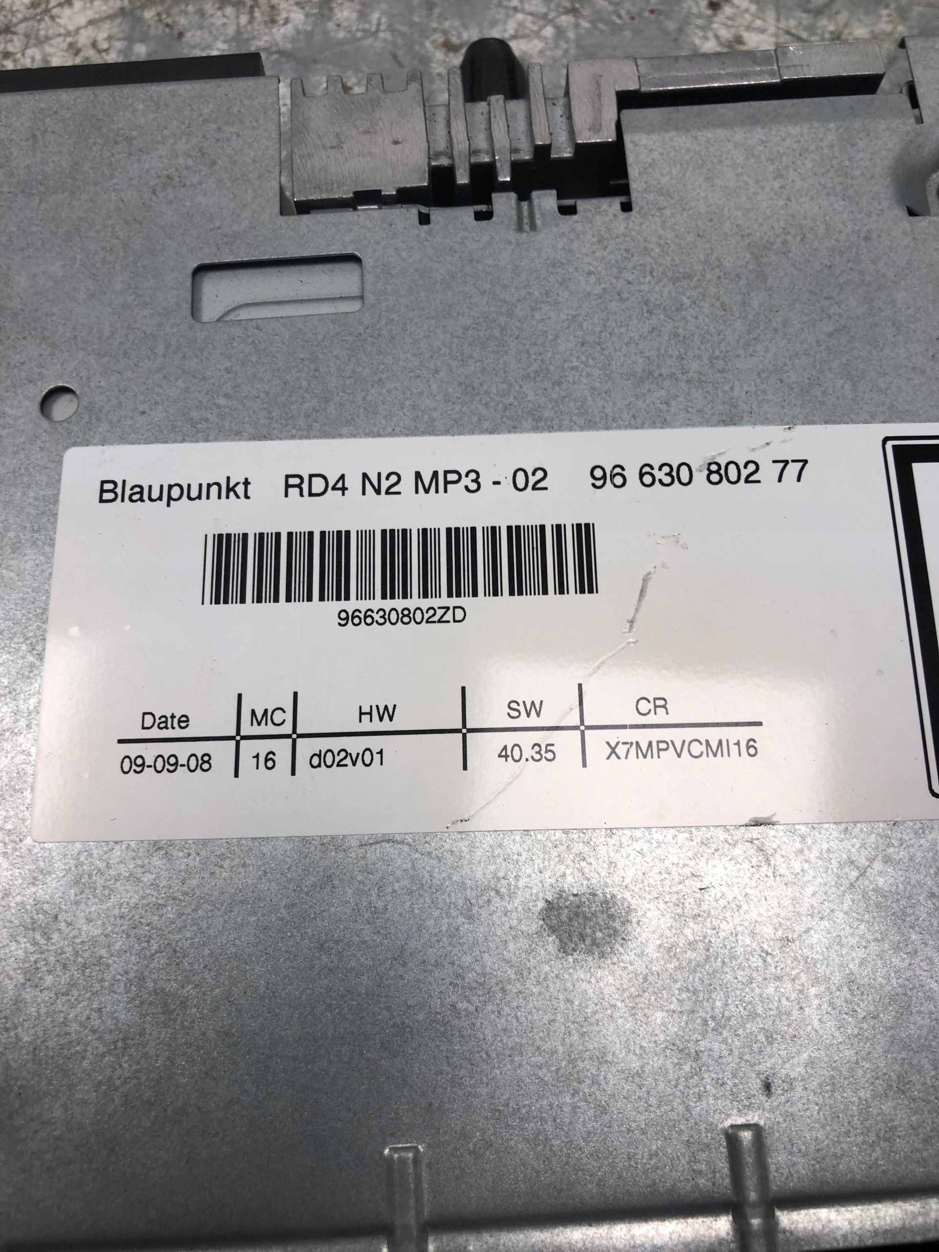 RADIO CD MP3 CITROEN C5 III 9663080277