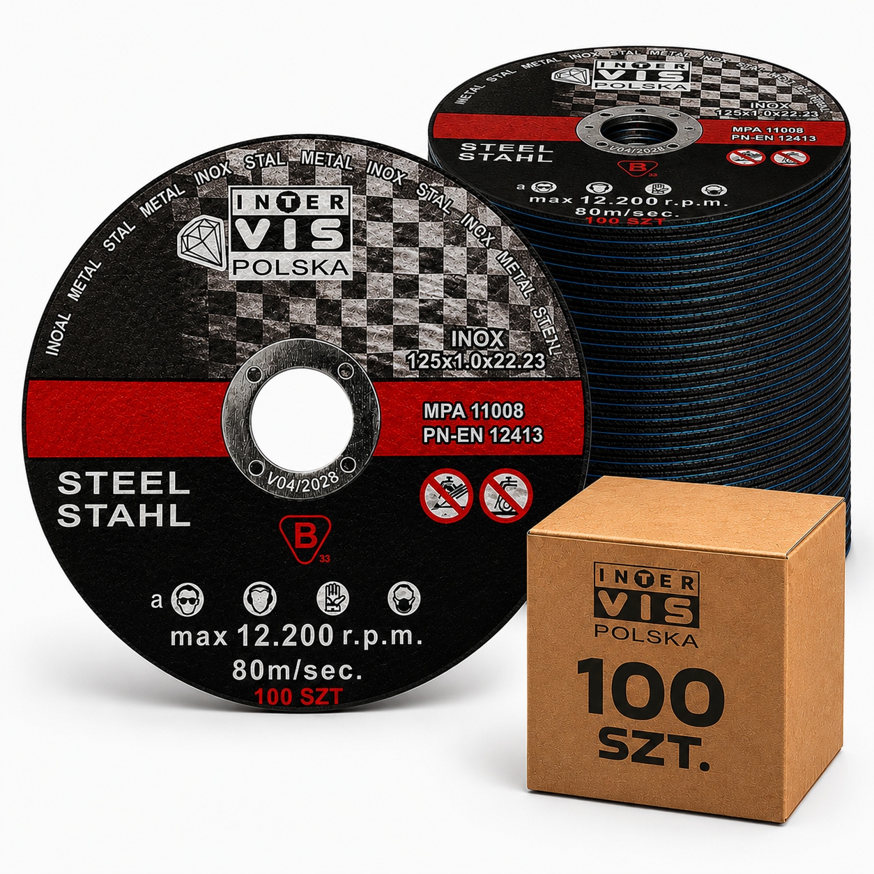 100 szt Tarcza Tarcze Do Cięcia Metalu 125x1 Inox Mocne