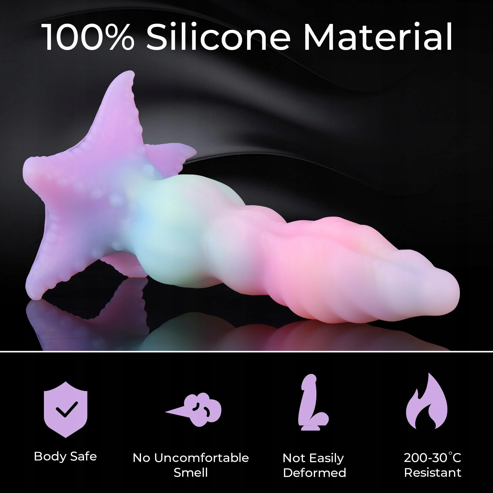WILDOLO Dildo Silikonowy 25cm Knotendildo Świecący w Ciemności Dla Par — miniatura 3