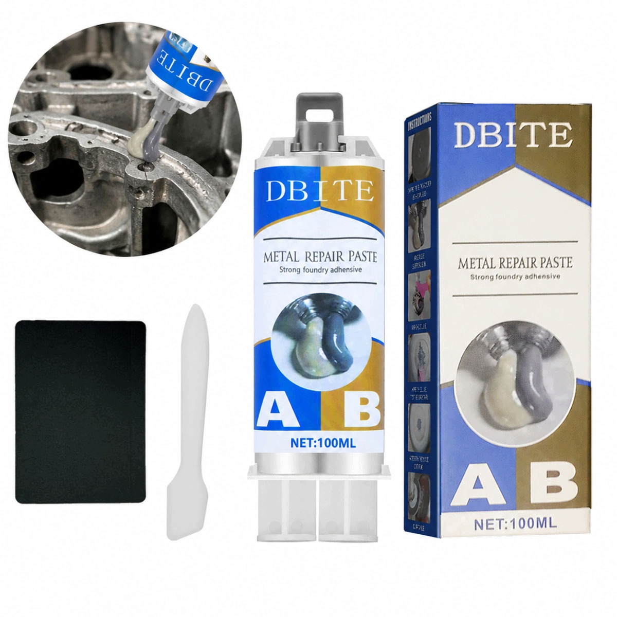 Płynny metal do naprawy stal, żeliwo aluminium szybkie utwardzanie 100ml