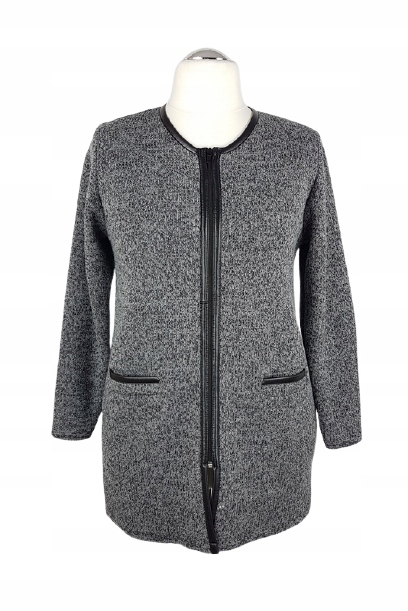 

Długi Sweter rozpinany Szary Melanż polski 2XL