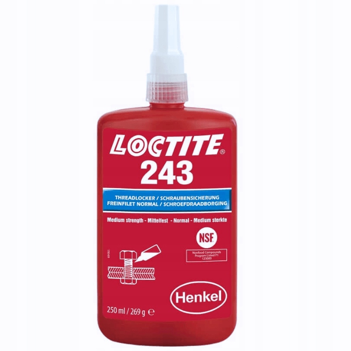 Loctite 243 250 ml modré lepidlo na závity, stredná pevnosť Nsf