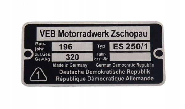 

Tabliczka znamionowa Mz Es 250/1 Jaskółka