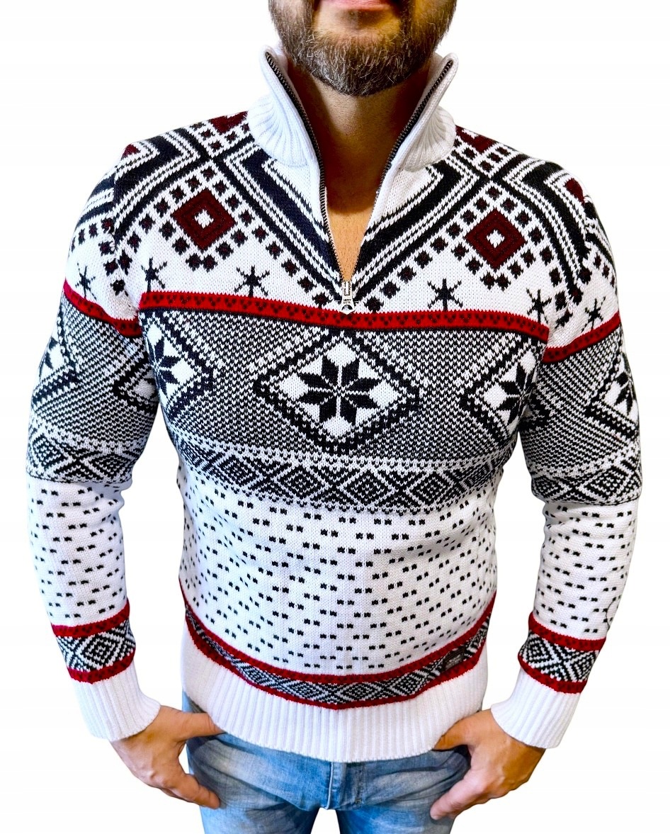 Pánský svetr norský vánoční rozepínací elegantní Rolák Se Stojáčkem L