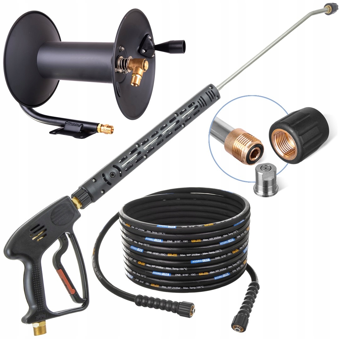 Pistolet Lanca Dysza Wąż 10m DN8 250bar Bęben do Karcher Hd Hds Kranzle M22