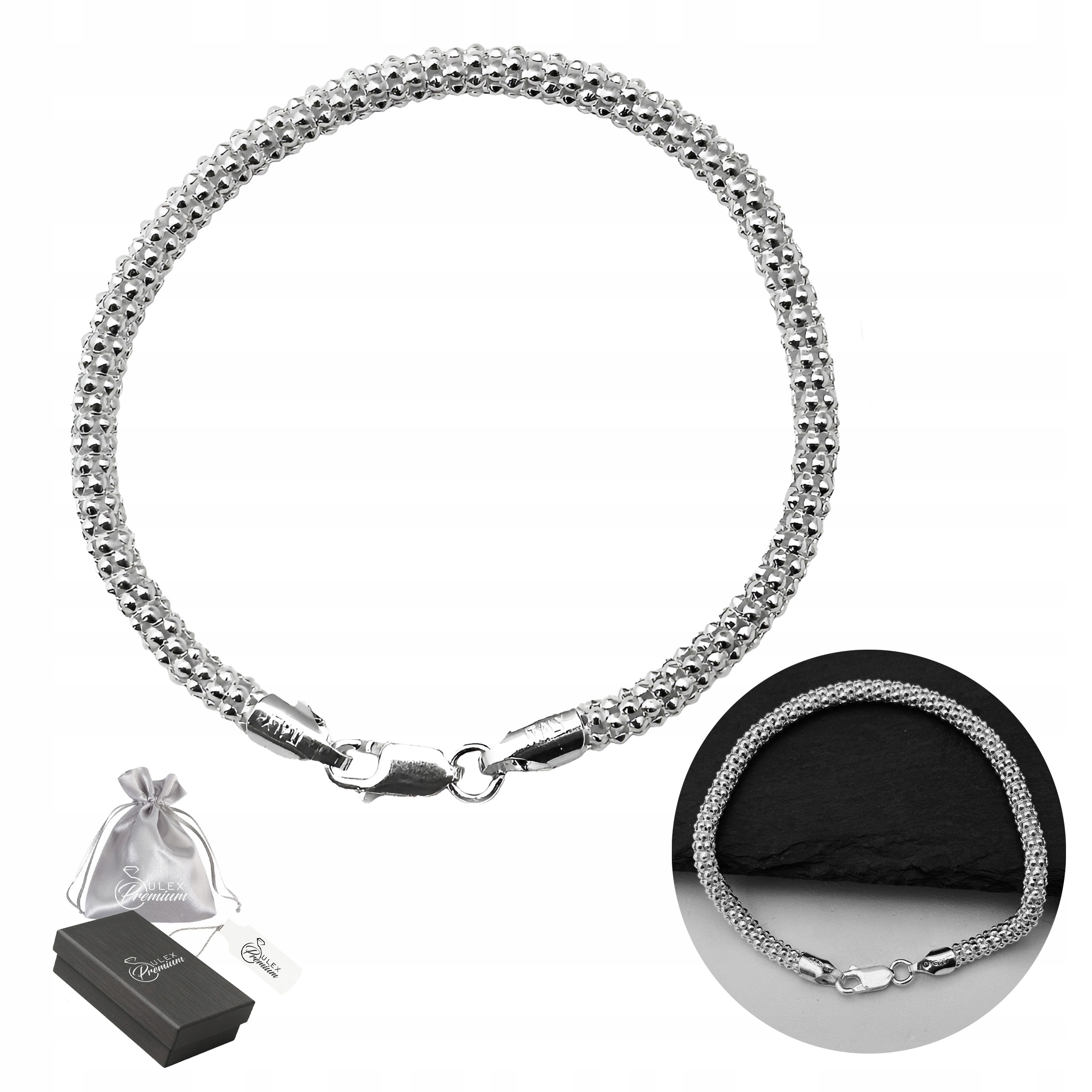 Bransoletka srebrna pr. 925 Bransoleta Damska Splot Coreana